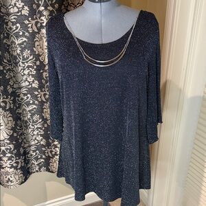 Clientele Blouse Black Shimmer Women's Top Size 1X